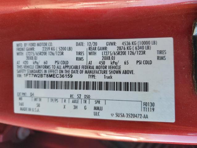2021 FORD F250 SUPER - 1FT7W2BT8MEC36159