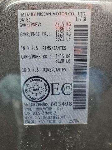 2019 NISSAN PATHFINDER - 5N1DR2MM8KC603498