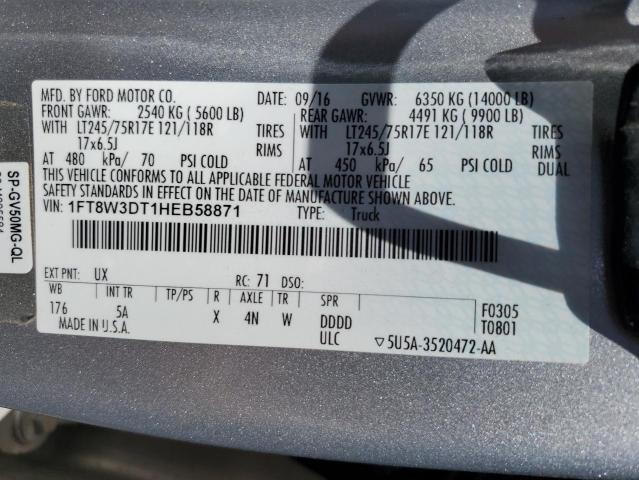 2017 FORD F350 SUPER 1FT8W3DT1HEB58871