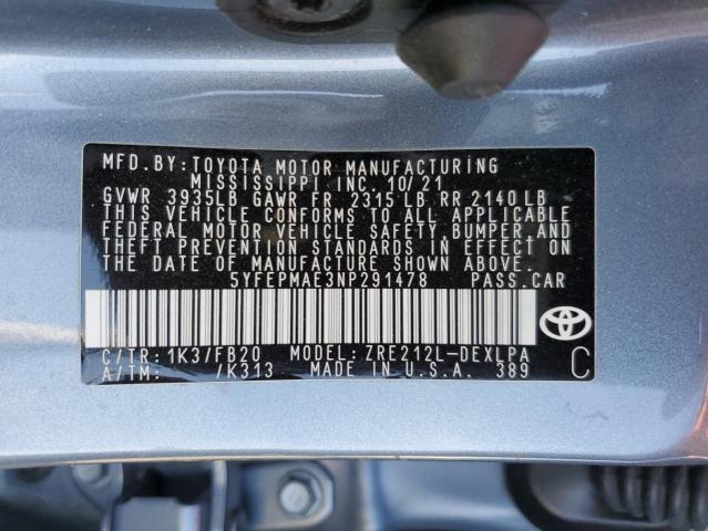 2022 TOYOTA COROLLA LE - 5YFEPMAE3NP291478