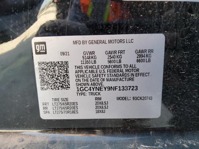 2022 CHEVROLET SILVERADO - 1GC4YNEY9NF133723