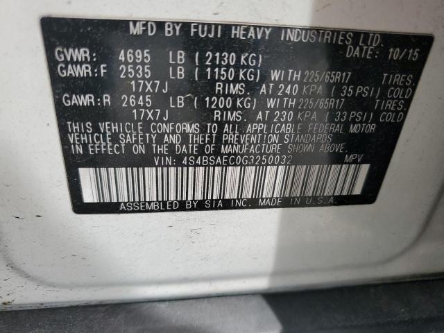 2016 SUBARU OUTBACK 2. - 4S4BSAEC0G3250032