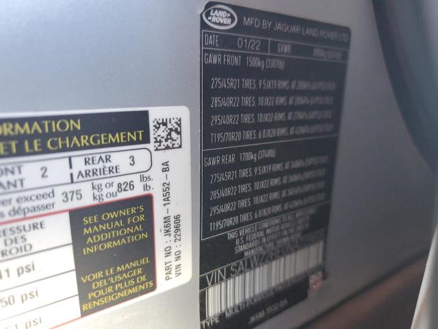 2022 LAND ROVER RANGE ROVE - SALWZ2RE0NA229606