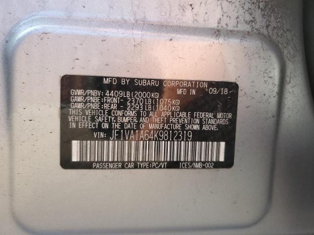 2019 SUBARU WRX JF1VA1A64K9812319