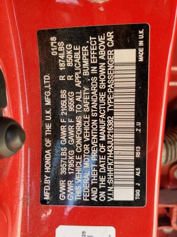 2018 HONDA CIVIC SPOR - SHHFK7H43JU216382
