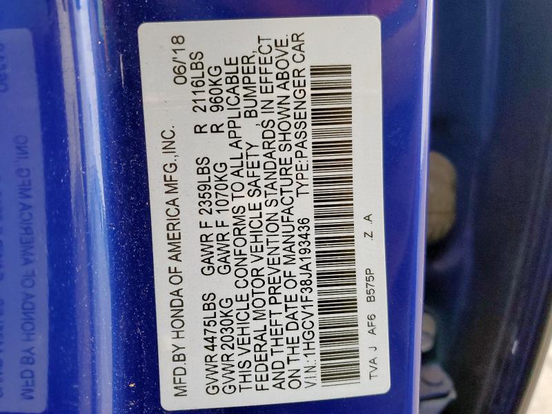 2018 HONDA ACCORD SPO - 1HGCV1F38JA193436