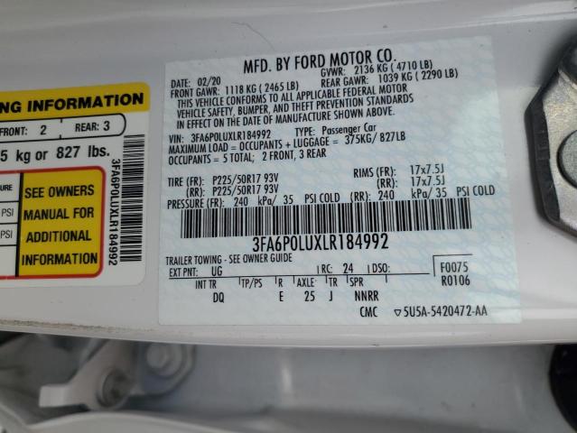 2020 FORD FUSION SE - 3FA6P0LUXLR184992