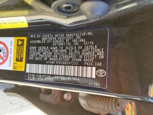 2016 TOYOTA CAMRY LE - 4T4BF1FK2GR547233