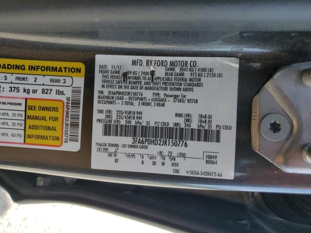 2018 FORD FUSION SE - 3FA6P0HD2JR150776