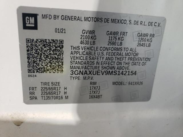 2021 CHEVROLET EQUINOX LT - 3GNAXUEV9MS142154