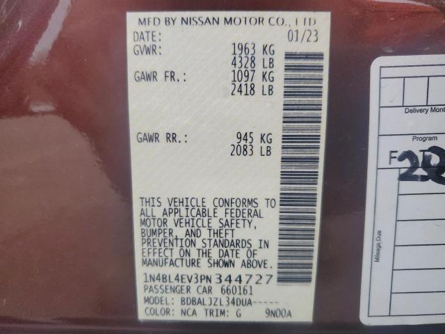 2023 NISSAN ALTIMA SL 1N4BL4EV3PN344727