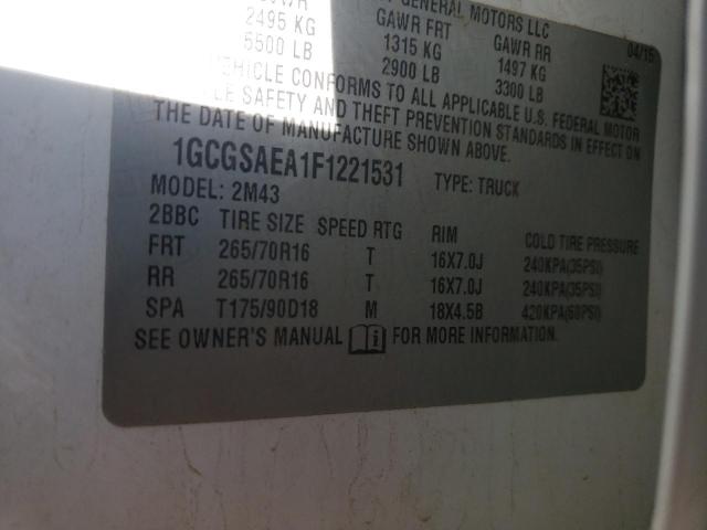 2015 CHEVROLET COLORADO - 1GCGSAEA1F1221531
