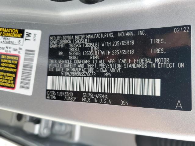 2022 TOYOTA HIGHLANDER - 5TDHZRBH9NS570678