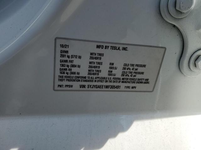 2021 TESLA MODEL Y - 5YJYGAEE1MF305491