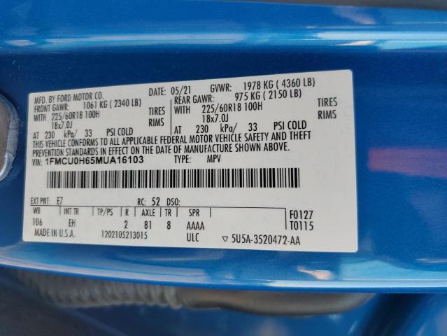 2021 FORD ESCAPE SEL - 1FMCU0H65MUA16103