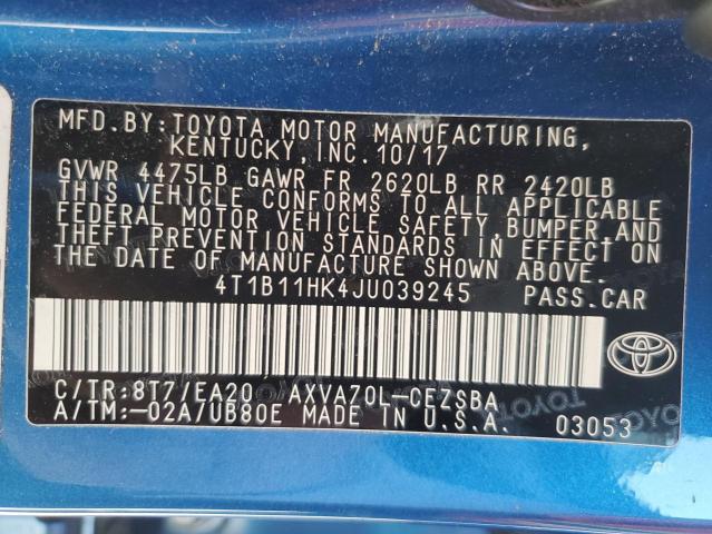 2018 TOYOTA CAMRY L - 4T1B11HK4JU039245