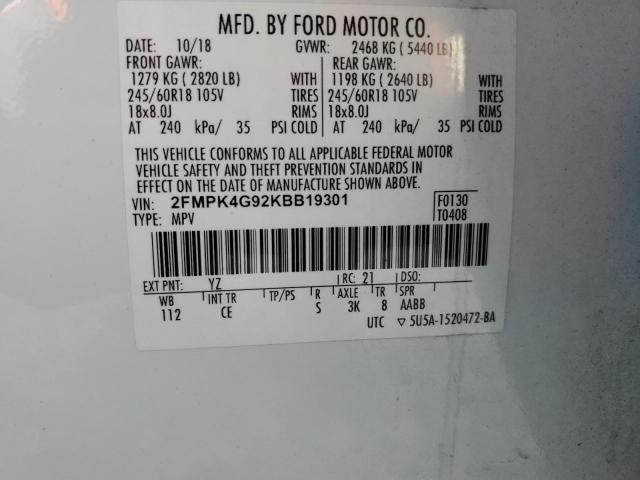 2019 FORD EDGE SE - 2FMPK4G92KBB19301