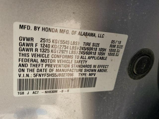 2018 HONDA PILOT EXL - 5FNYF5H55JB027096