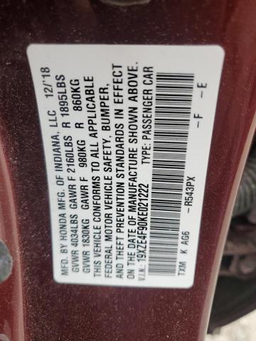 2019 HONDA INSIGHT TO 19XZE4F90KE021222