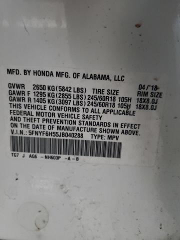 2018 HONDA PILOT EXL - 5FNYF6H55JB040288