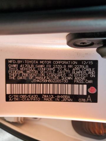 2016 LEXUS CT 200 JTHKD5BH8G2265730
