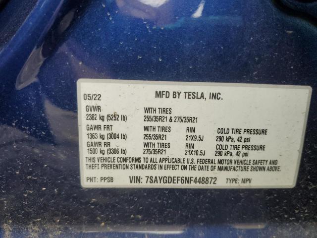 2022 TESLA MODEL Y - 7SAYGDEF6NF448872