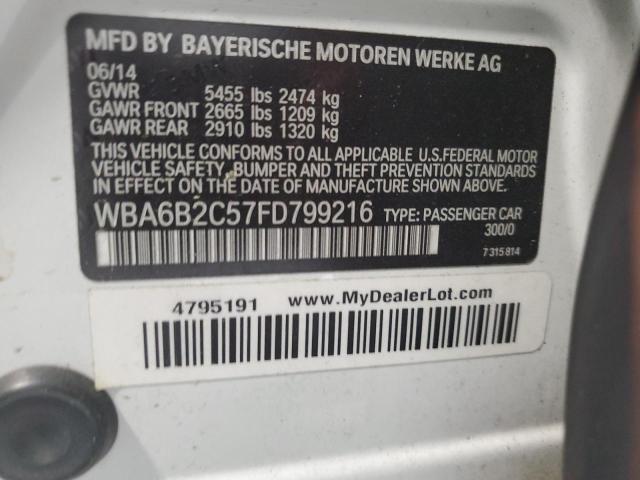 2015 BMW 650 I GRAN WBA6B2C57FD799216