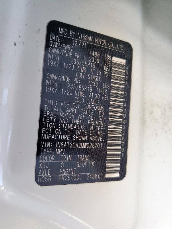 2021 NISSAN ROGUE SL - JN8AT3CA2MW028701