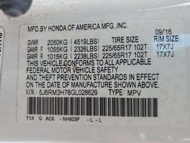2016 HONDA CR-V EXL - 5J6RM3H78GL028629