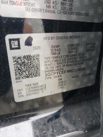 2021 CHEVROLET SILVERADO - 1GCPYCEF4MZ154640