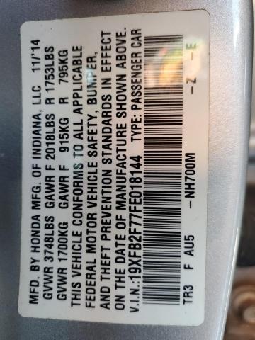 2015 HONDA CIVIC SE - 19XFB2F77FE018144