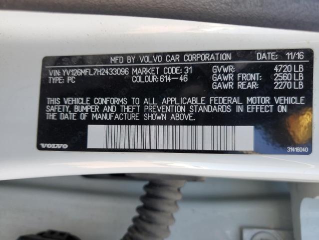2017 VOLVO S60 YV126MFL7H2433096
