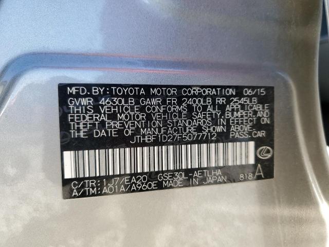 2015 LEXUS IS 250 JTHBF1D27F5077712