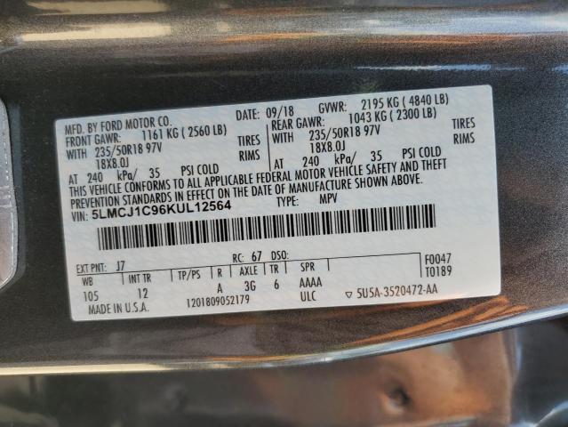 2019 LINCOLN MKC 5LMCJ1C96KUL12564