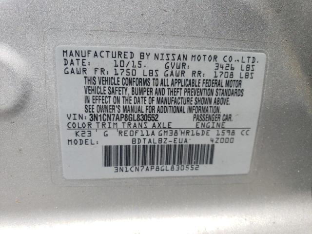 2016 NISSAN VERSA S - 3N1CN7AP8GL830552