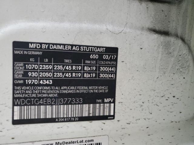 2018 MERCEDES-BENZ GLA 250 - WDCTG4EB2JJ377333
