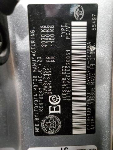 2020 TOYOTA CAMRY SE 4T1G11AK6LU928051