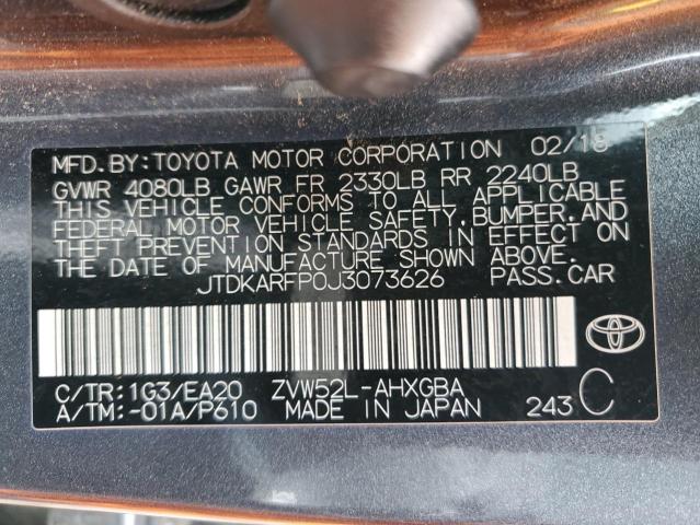 2018 TOYOTA PRIUS PRIM - JTDKARFP0J3073626