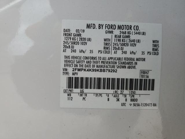 2019 FORD EDGE TITAN - 2FMPK4K99KBB79292