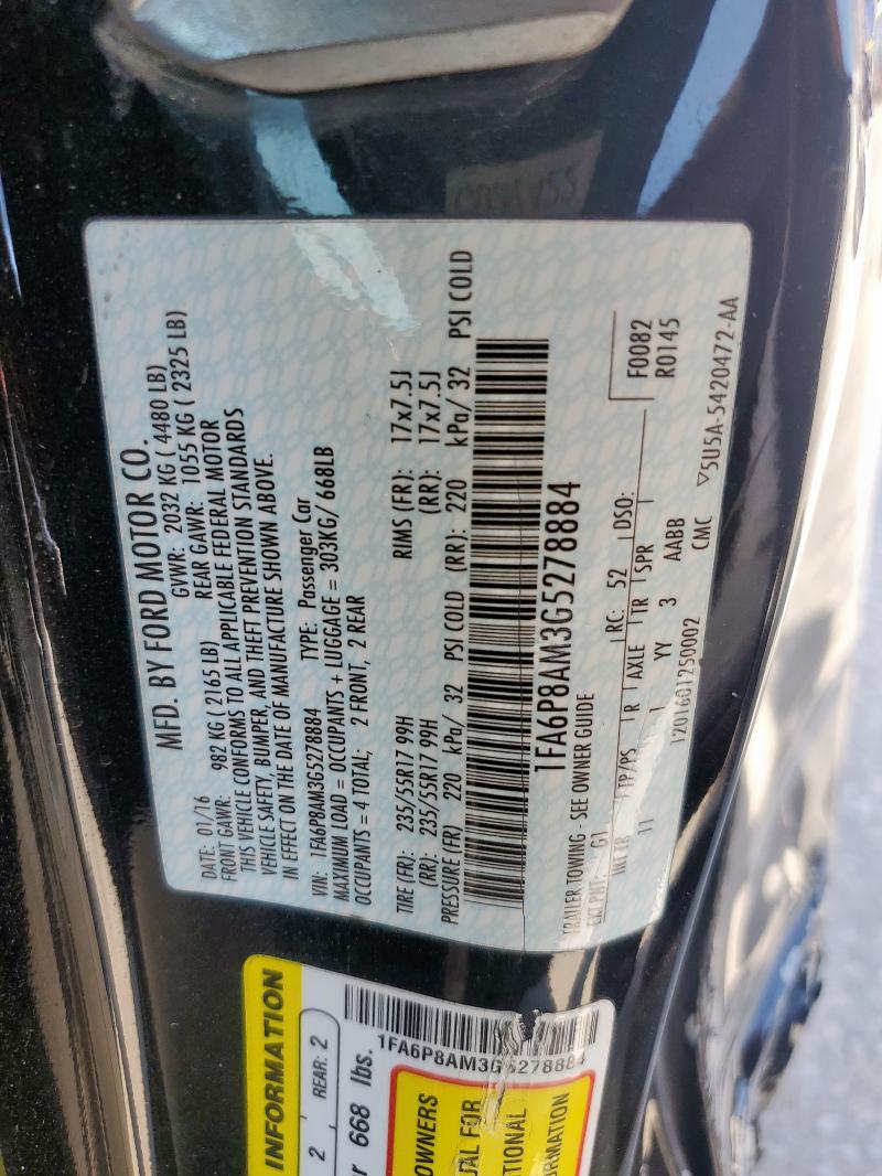2016 FORD MUSTANG - 1FA6P8AM3G5278884