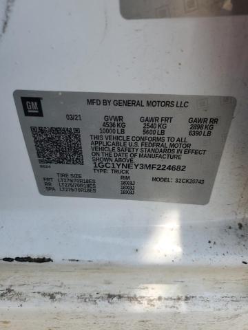 2021 CHEVROLET SILVERADO - 1GC1YNEY3MF224682