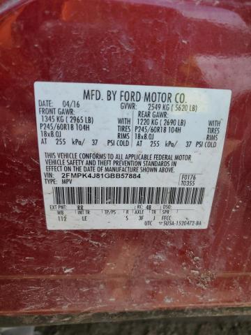 2016 FORD EDGE SEL - 2FMPK4J81GBB57884