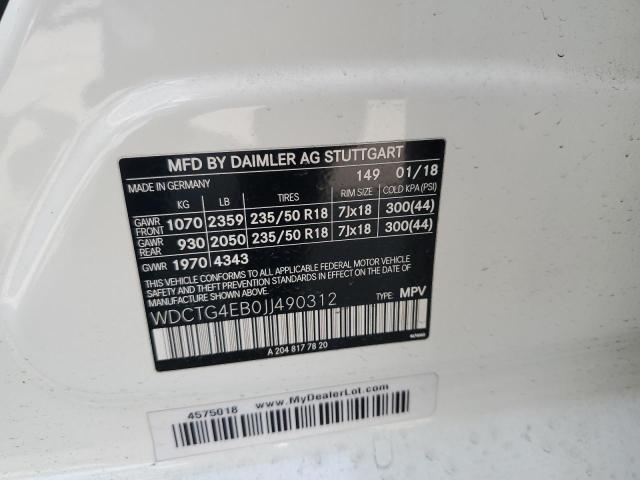 2018 MERCEDES-BENZ GLA 250 - WDCTG4EB0JJ490312