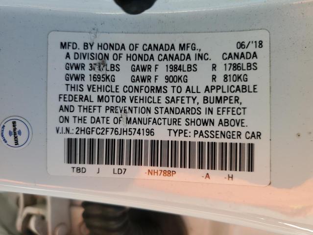 2018 HONDA CIVIC EX - 2HGFC2F76JH574196