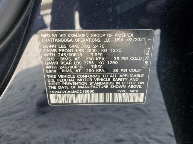 2021 VOLKSWAGEN ATLAS CROS 1V2AC2CA4MC219560