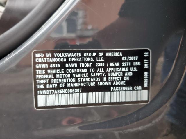 2017 VOLKSWAGEN PASSAT R-L 1VWDT7A35HC056307