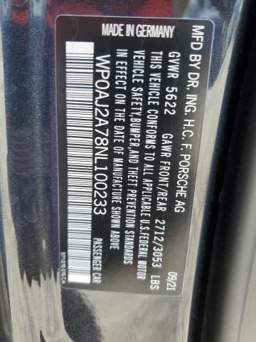 2022 PORSCHE PANAMERA B WP0AJ2A78NL100233