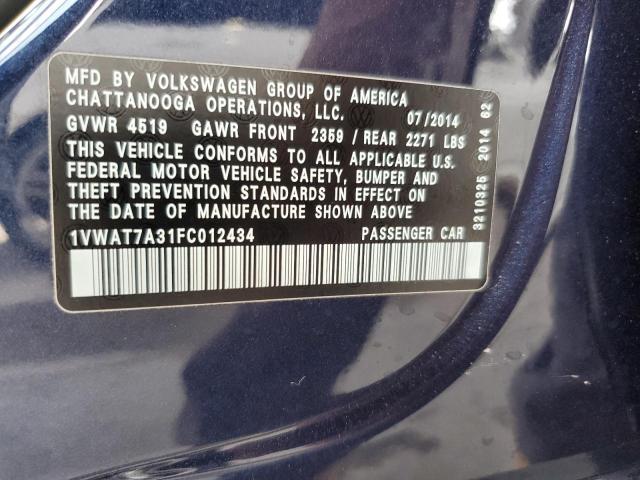 2015 VOLKSWAGEN PASSAT S - 1VWAT7A31FC012434