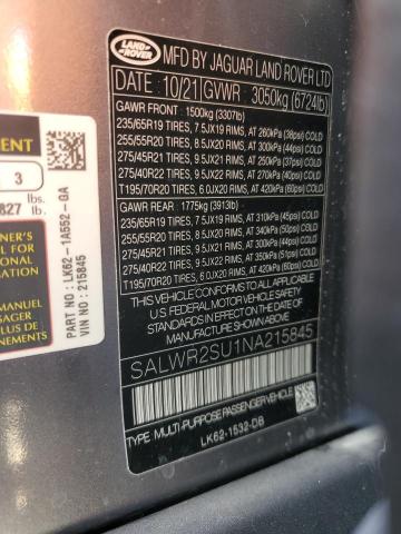 2022 LAND ROVER RANGE ROVE SALWR2SU1NA215845