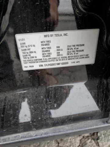 2021 TESLA MODEL Y - 5YJYGDEE1MF100089